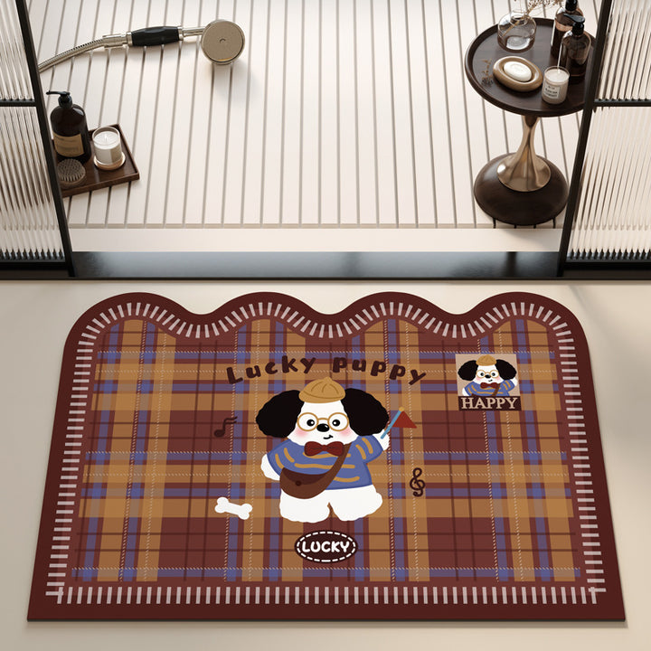Playful Puppy Themed Bath Mat Bowlift
