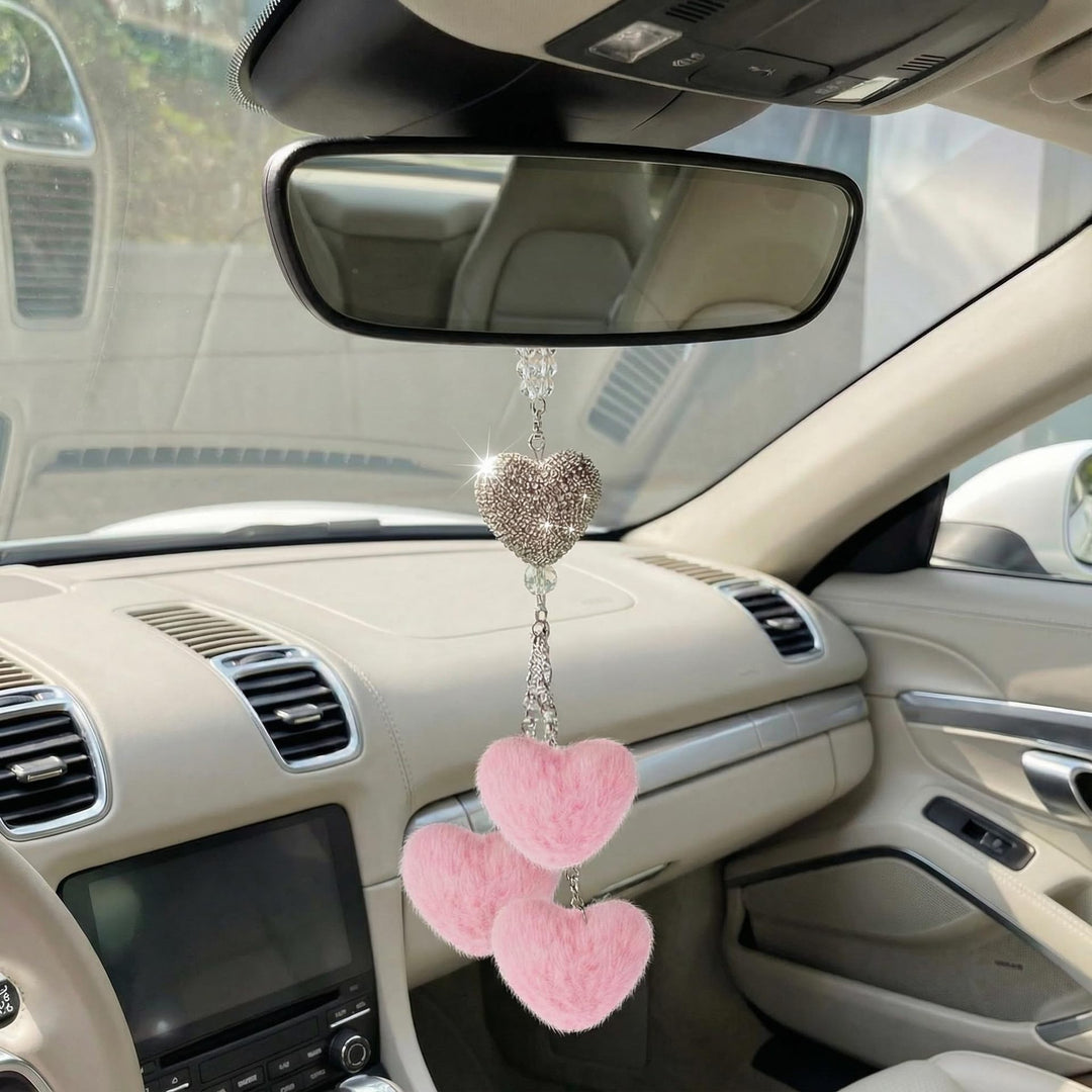 Heart-Shaped Car Rearview Mirror Charm Bowlift