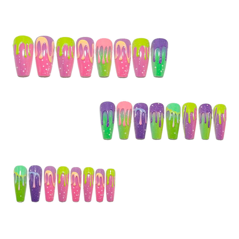 Artificial nail extensions in creative gradient design Bowlift