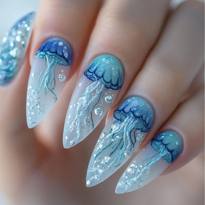 Artistic Jellyfish Design Nail Art Bowlift