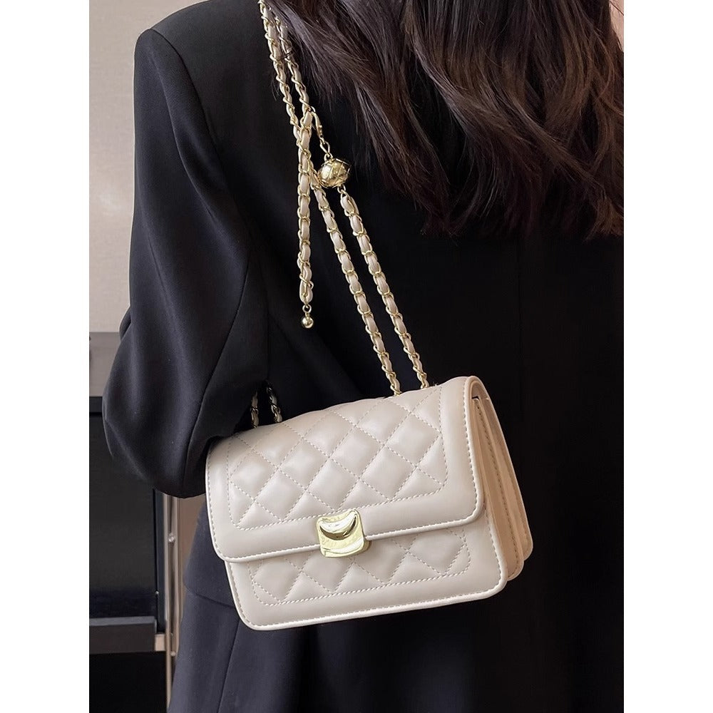 Quilted Chain-Detail Crossbody Bag Bowlift
