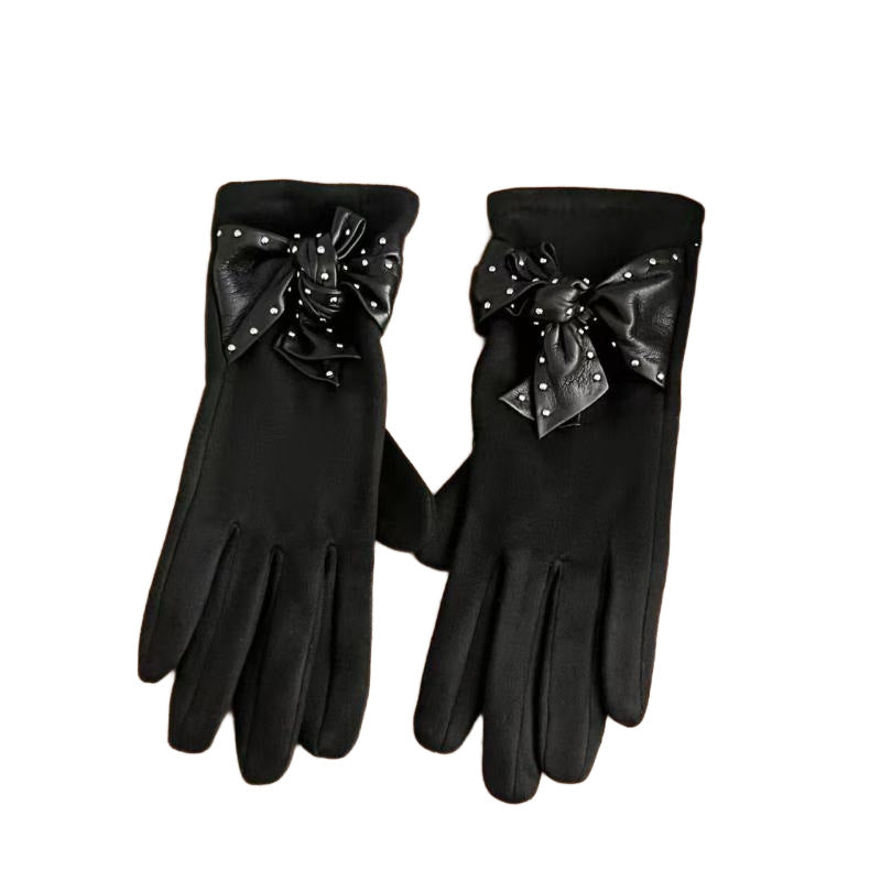 Elegant Bow-Embellished Touchscreen Gloves Bowlift
