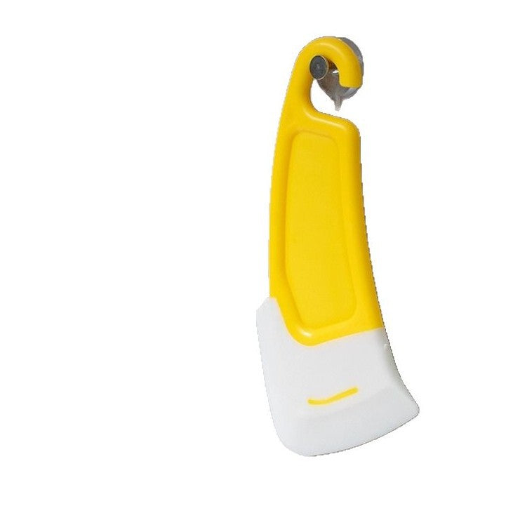 Ergonomic non-scratch pan scraper with soft-grip handle Bowlift