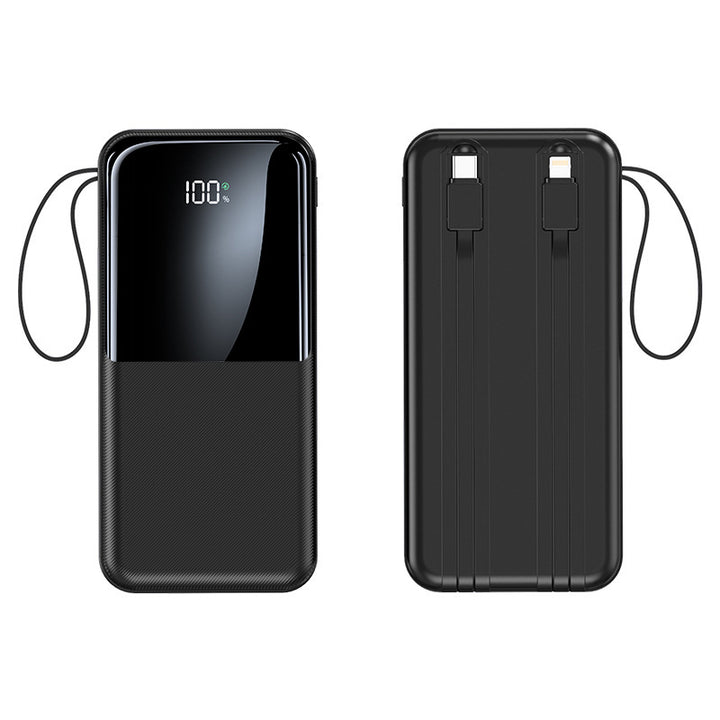 Portable power bank with integrated charging cable and LCD display Bowlift