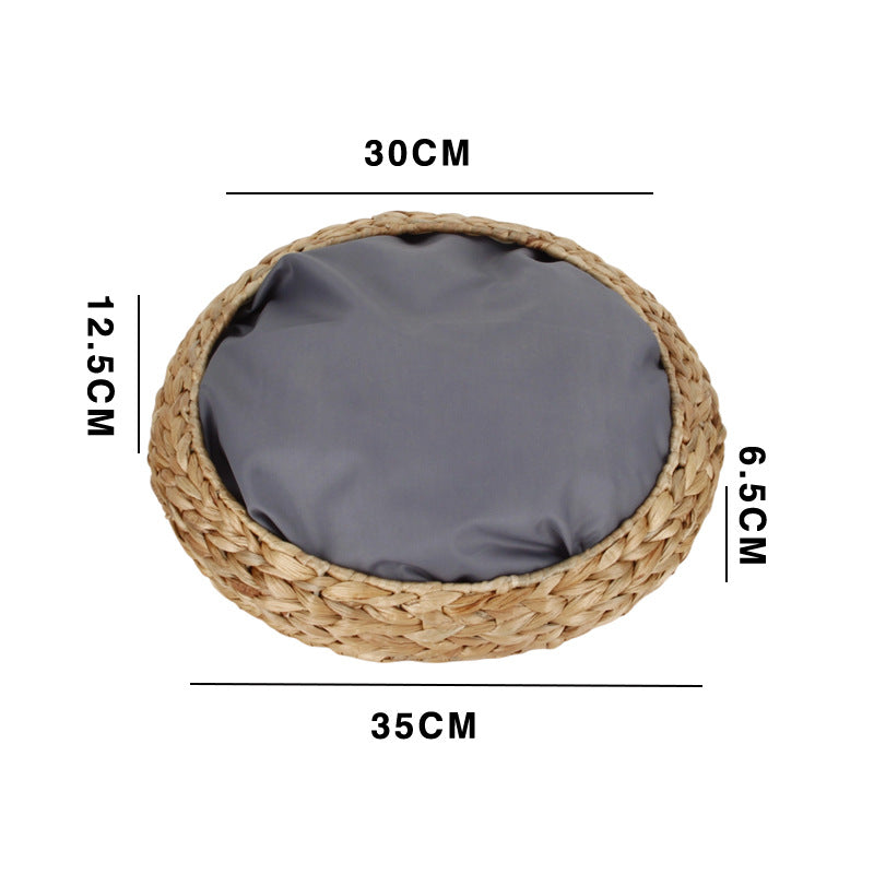 woven rattan pet carrier basket with collapsible metal dome and removable linen lining Bowlift