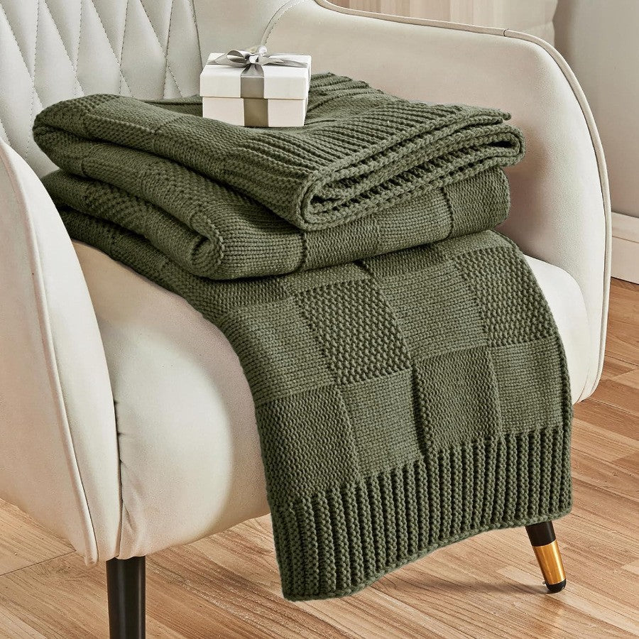 Textured Knit Throw Blanket Bowlift