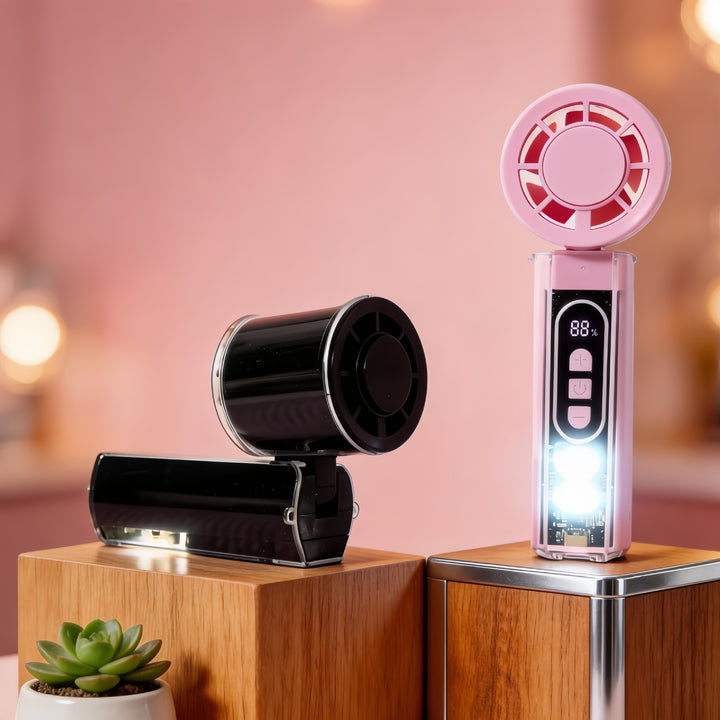 Ladies portable hand fan with USB connection and LED lighting Bowlift