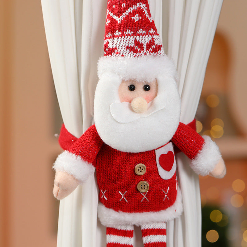 Knitted Long Legged Santa Doll Curtain Tie Back