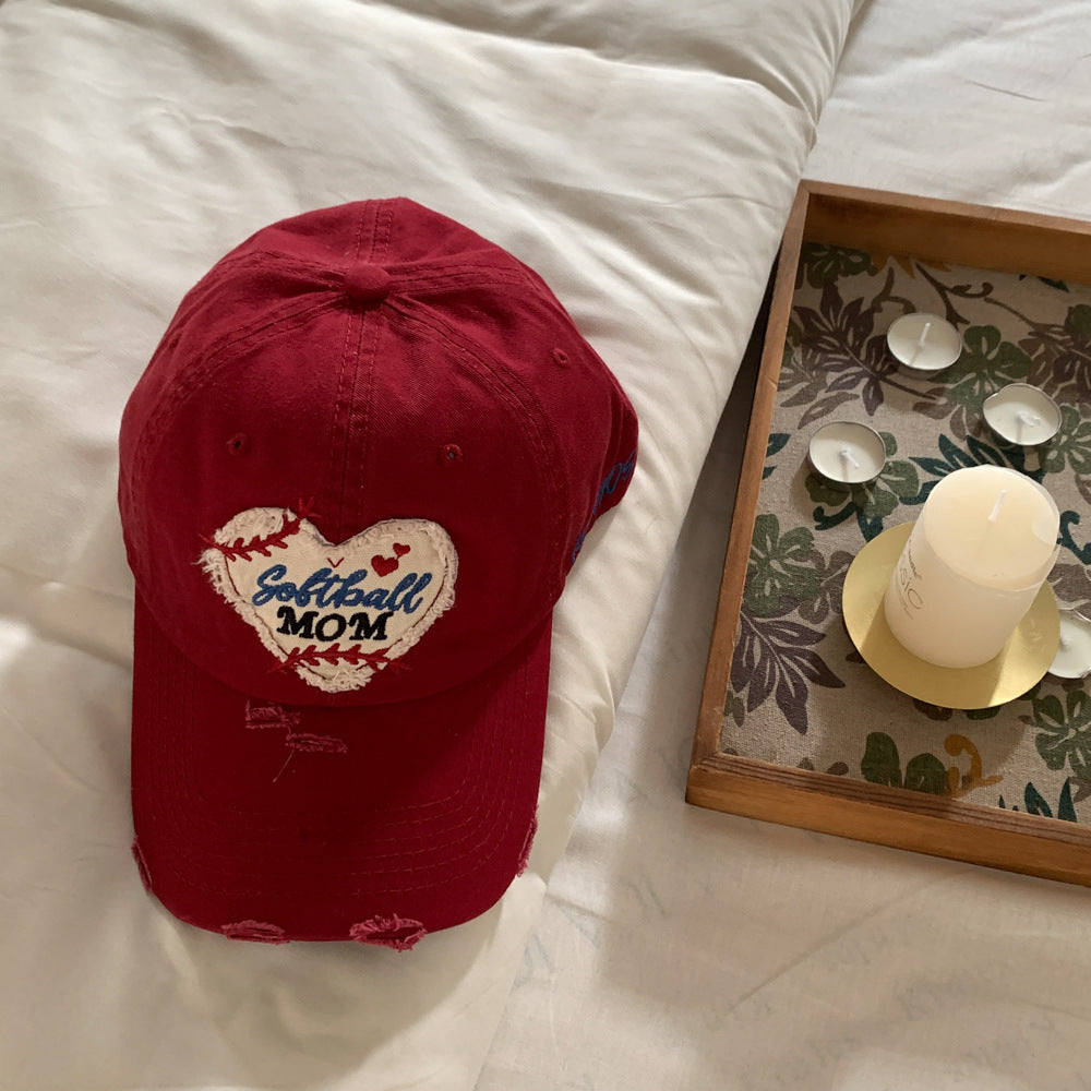 Women's Embroidered Softball Mom Cap Bowlift