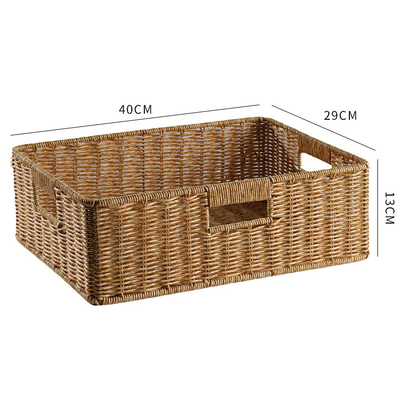 Handcrafted Large Rectangular Wicker Storage Basket Bowlift