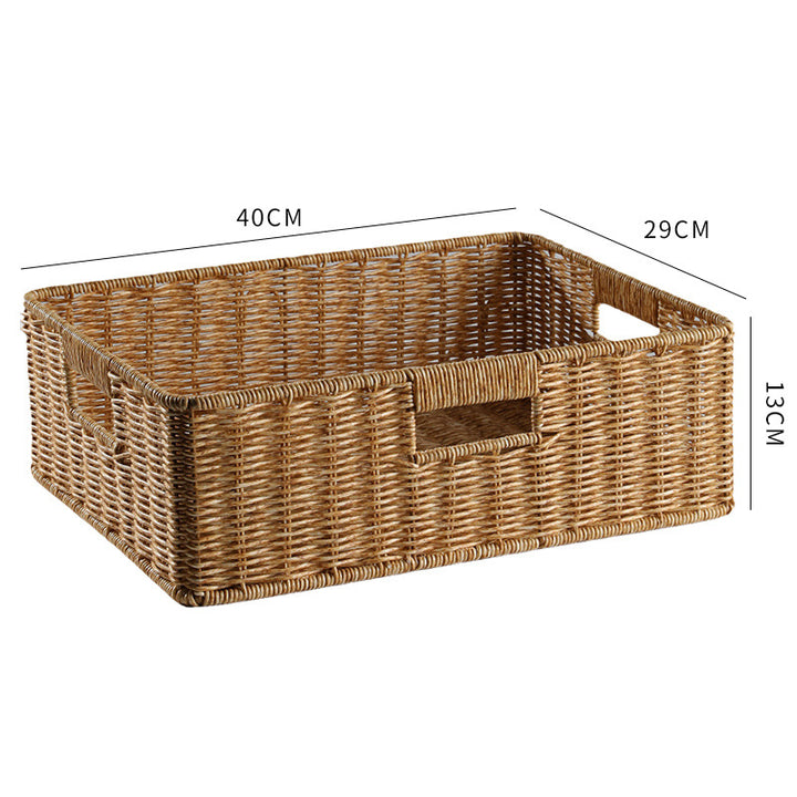 Handcrafted Large Rectangular Wicker Storage Basket Bowlift