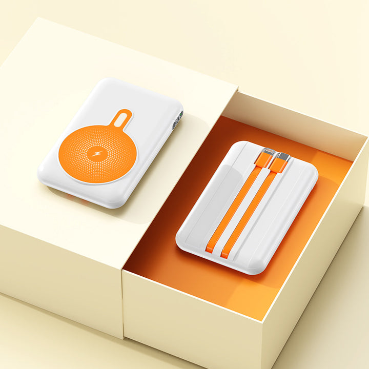 Portable power bank with integrated fast charging function and wireless charging option Bowlift