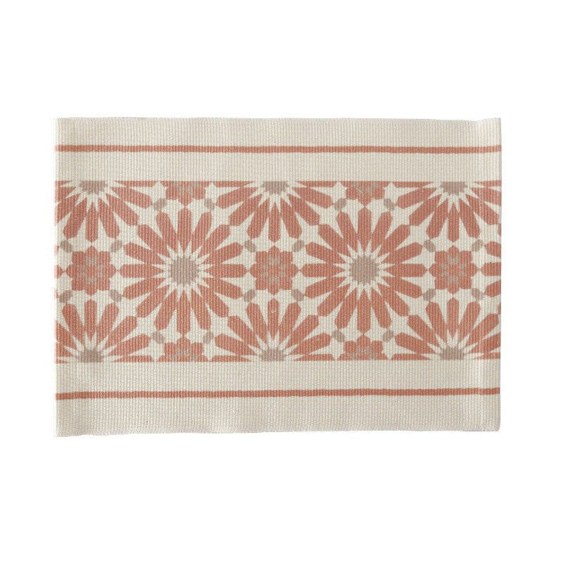 Woven placemat made of cotton blend with geometric diamond trim and fine texture Bowlift