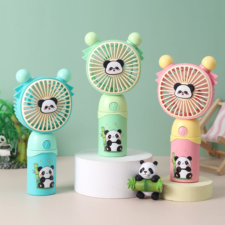 Unisex portable hand fan child-friendly with panda motif and soft silicone ears Bowlift