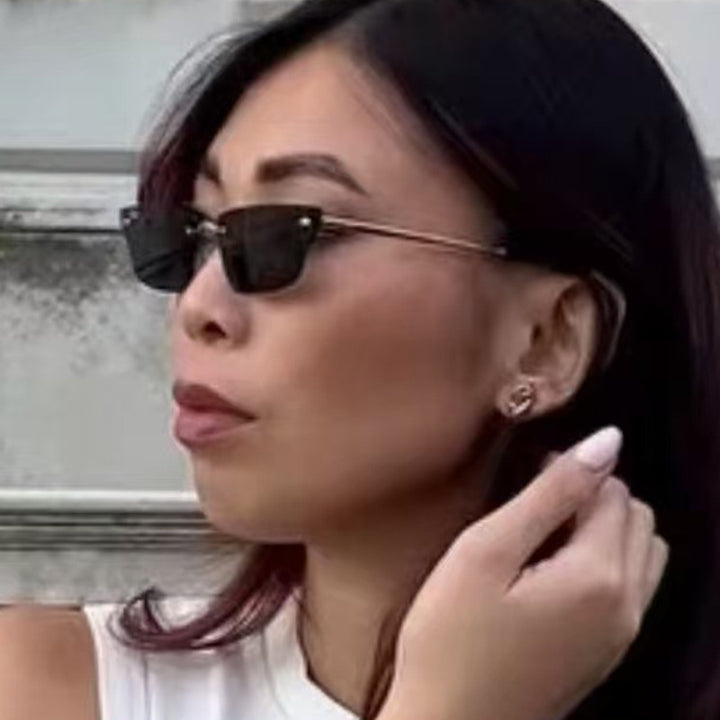 Women's geometric sunglasses with delicate frame and transparent lenses Bowlift