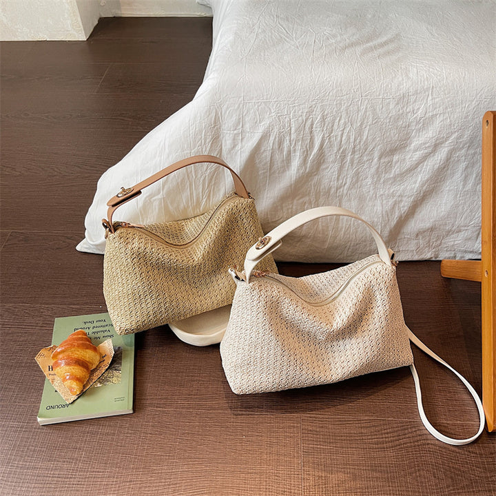 Elegant Straw Bag with Removable Shoulder Strap Bowlift
