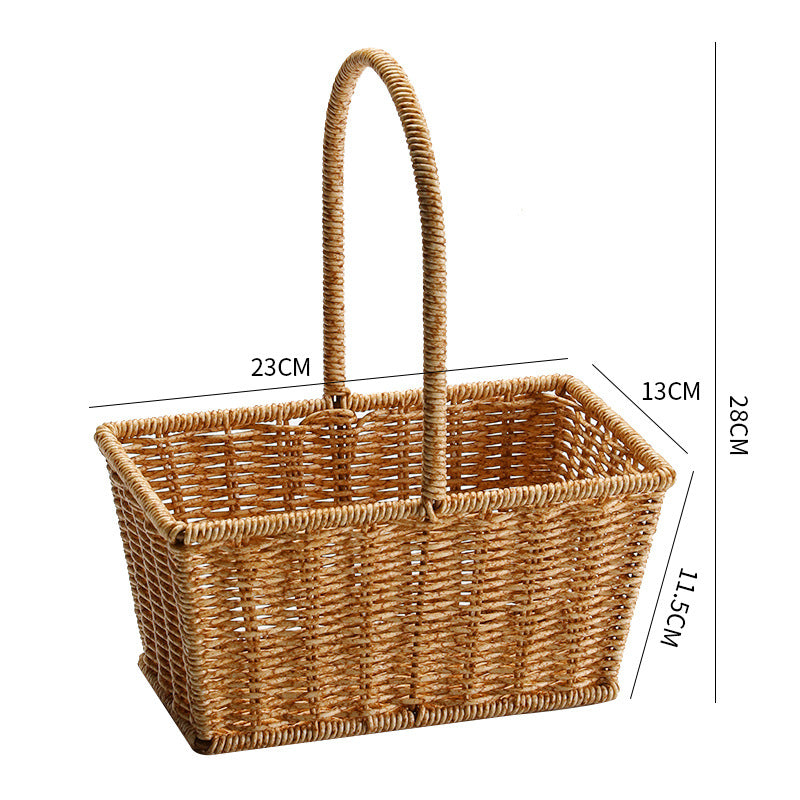 Decorative Woven Storage Basket with Mushroom Emblem Bowlift