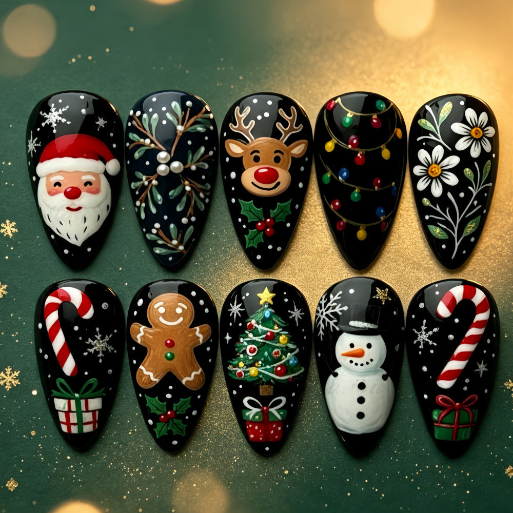 Artificial Nail Set with Christmas Motifs Bowlift