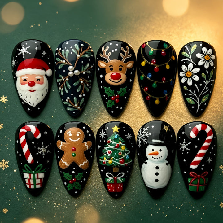 Artificial Nail Set with Christmas Motifs Bowlift