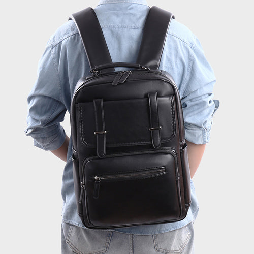 Stylish Multi-Compartment Leather Backpack Bowlift