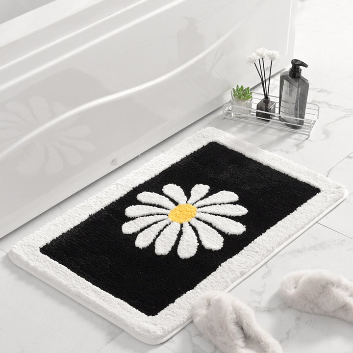 Floral Patterned Plush Bath Mat Bowlift