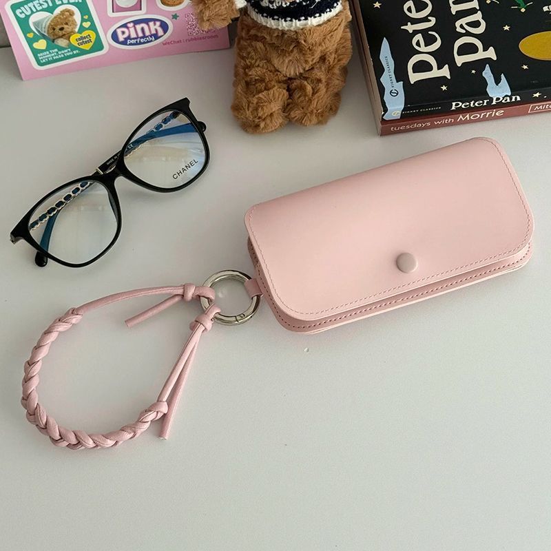 Leather Eyewear Pouch with Braided Strap & Snap Closure Bowlift