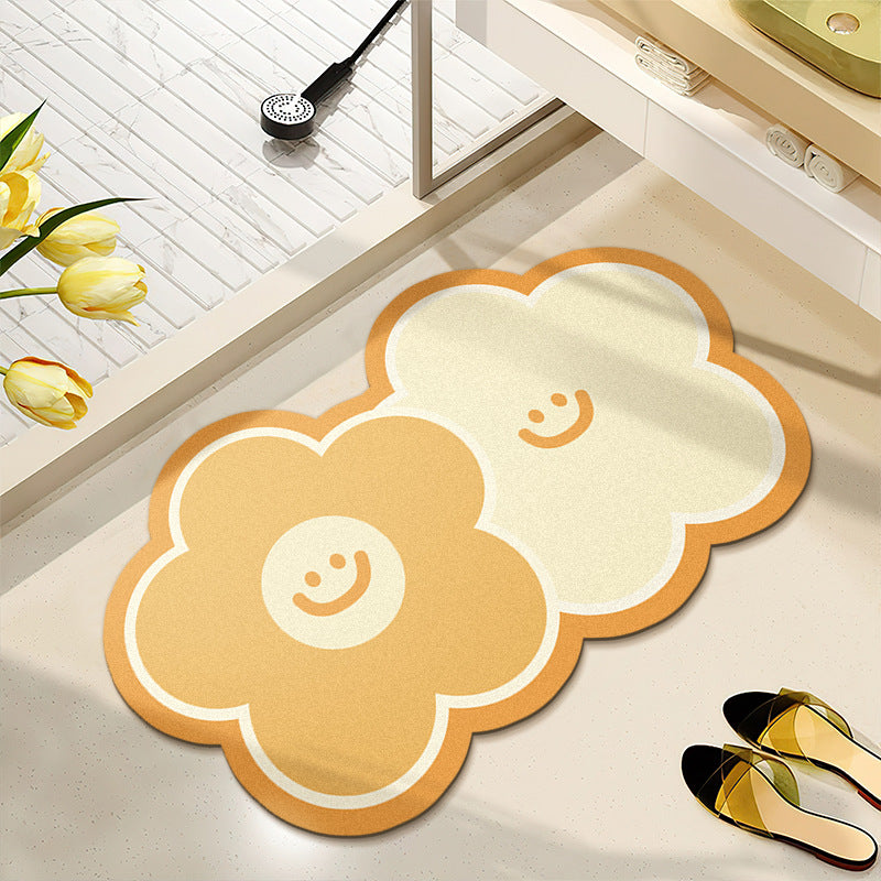 Floral Pattern Water-Absorbent Bath Mat