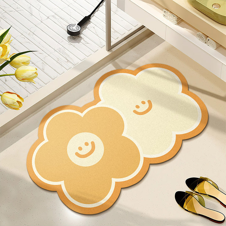 Floral Pattern Water-Absorbent Bath Mat