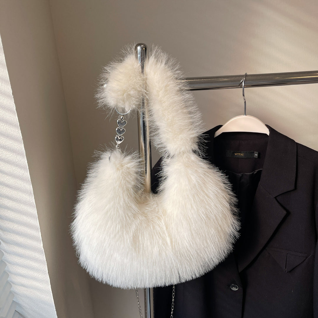 Plush Shoulder Bag with Unique Design Bowlift
