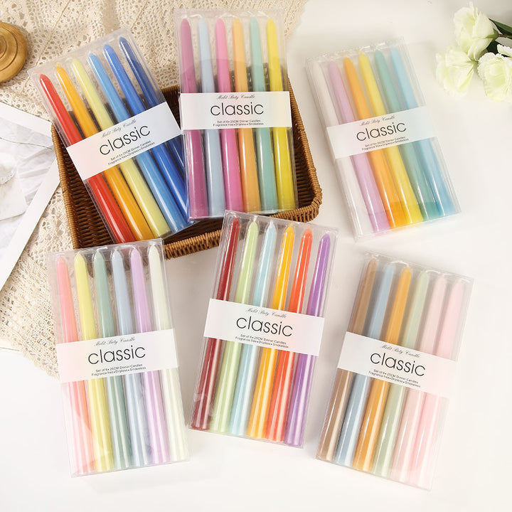 Pastel tapered dinner candles Bowlift