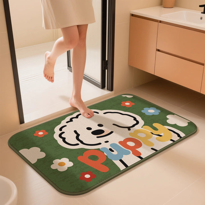 Charming Dog-Themed Bath Mat Bowlift