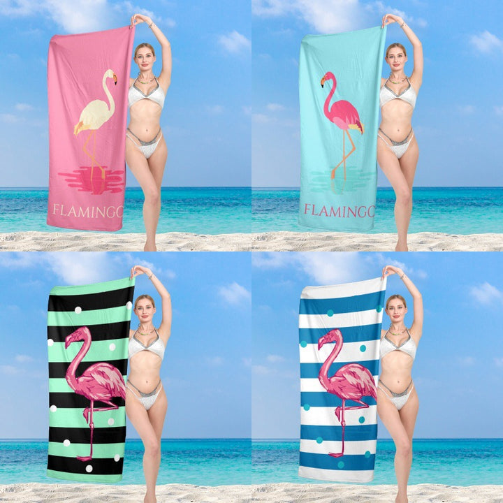 Premium beach towel with vibrant flamingo design Bowlift