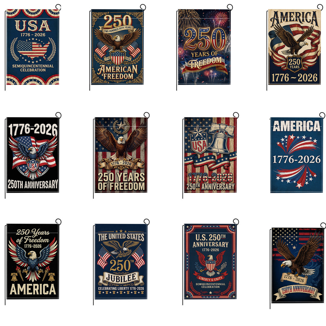 Distressed Vintage American Flag Garden Banner With Statue Of Liberty Motif Double-Sided Polyester