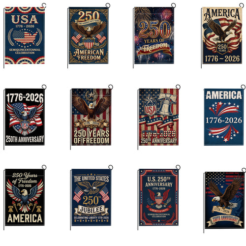 Distressed Vintage American Flag Garden Banner With Statue Of Liberty Motif Double-Sided Polyester