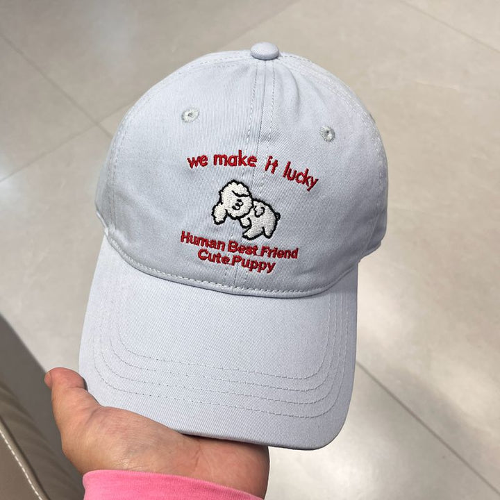 Men's Casual Embroidered Puppy Design Baseball Cap Bowlift