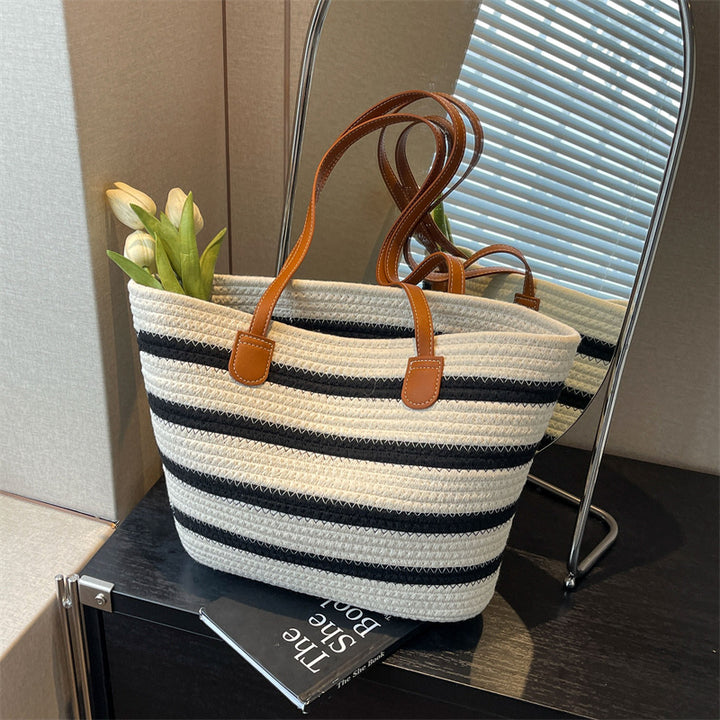 Stylish Striped Beach Tote Bowlift