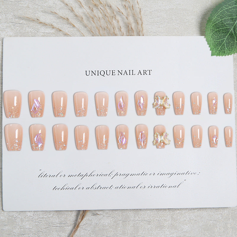 Acrylic Nail Set with Glitter and 3D Butterfly Decorations Bowlift