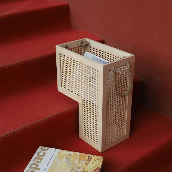 Collapsible Storage Basket with Leather Handles Bowlift