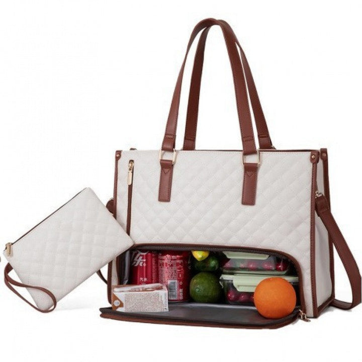 Quilted Multi-Pocket Insulated Lunch Tote Bowlift