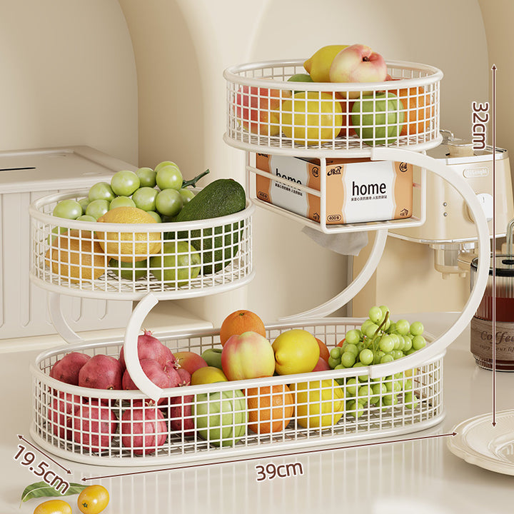 Three-Tier Metal Kitchen Fruit and Vegetable Storage Organizer