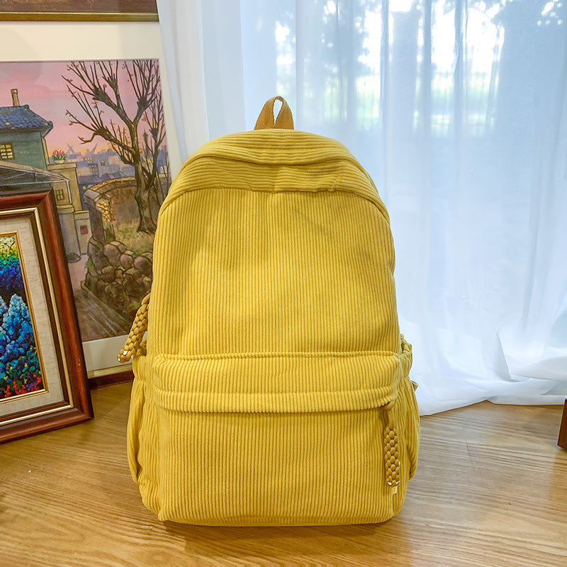 Corduroy Textured Backpack Bowlift