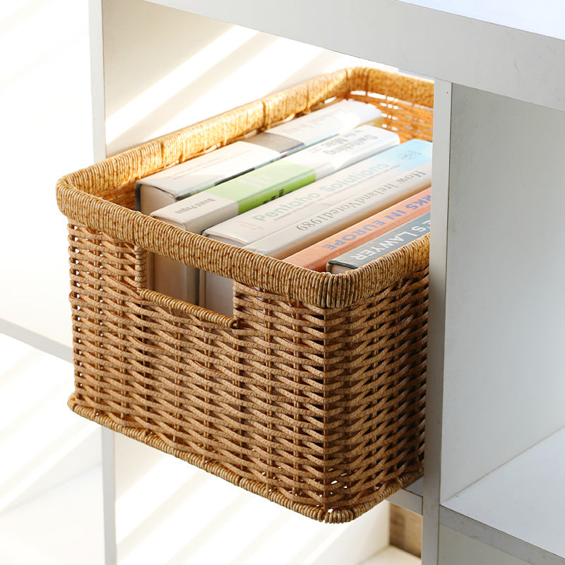 Handwoven Storage Basket with Cutout Handles Bowlift