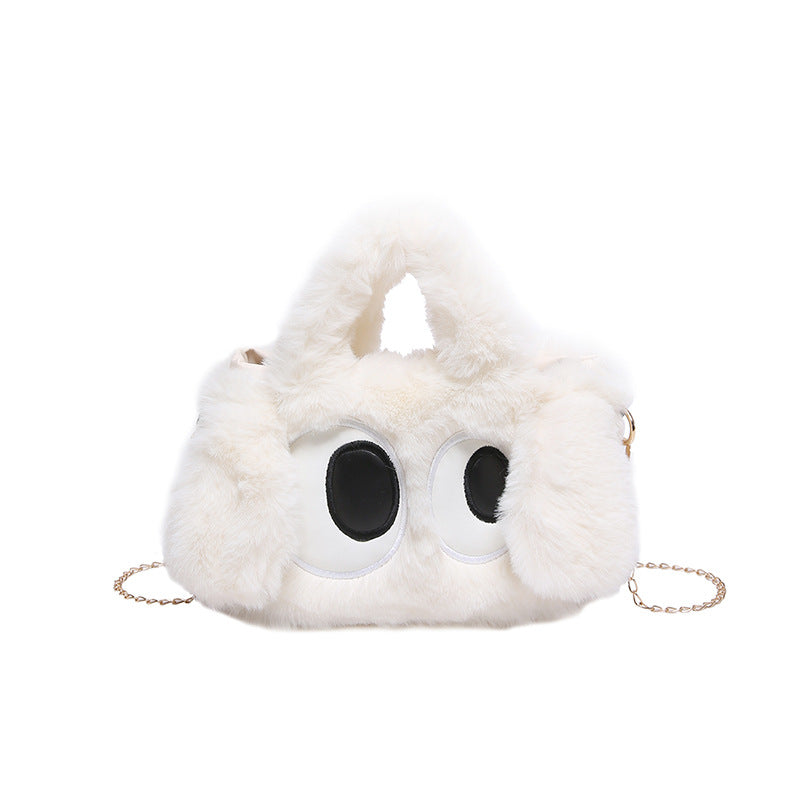 Cozy plush shoulder bag with ear application Bowlift