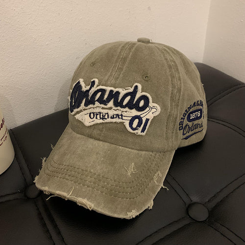 Men's Distressed Cotton Baseball Cap Bowlift
