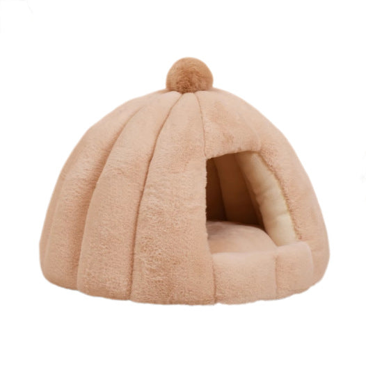 Cozy Pumpkin-Shaped Dog Bed