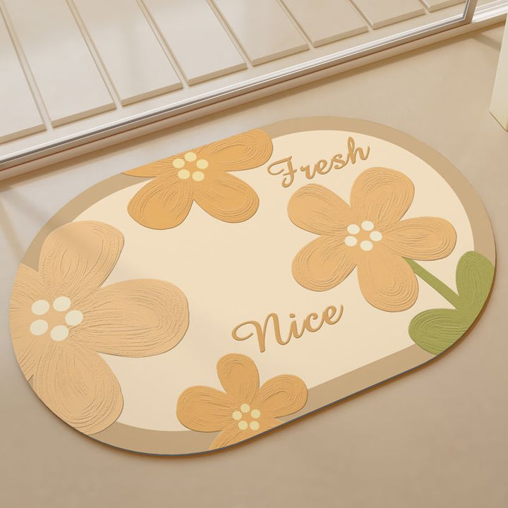 Charming Floral Welcome Mat Bowlift