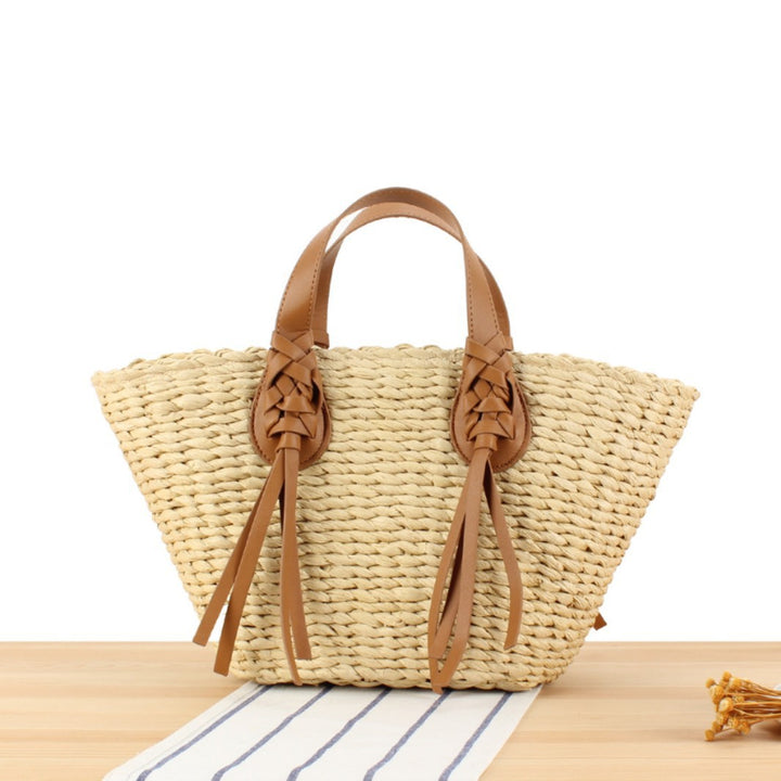 Braided Bast Bag with Leather Straps Bowlift