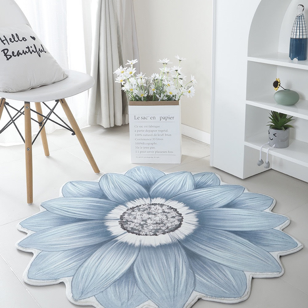 Floral Print Round Area Rug Bowlift