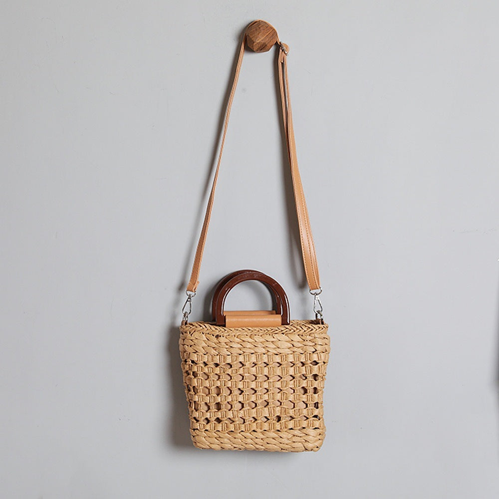 Handbag with Removable Shoulder Strap and Faux Leather Elements Bowlift
