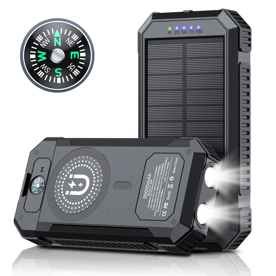 Portable Solar Power Bank with LED Light and Compass Bowlift